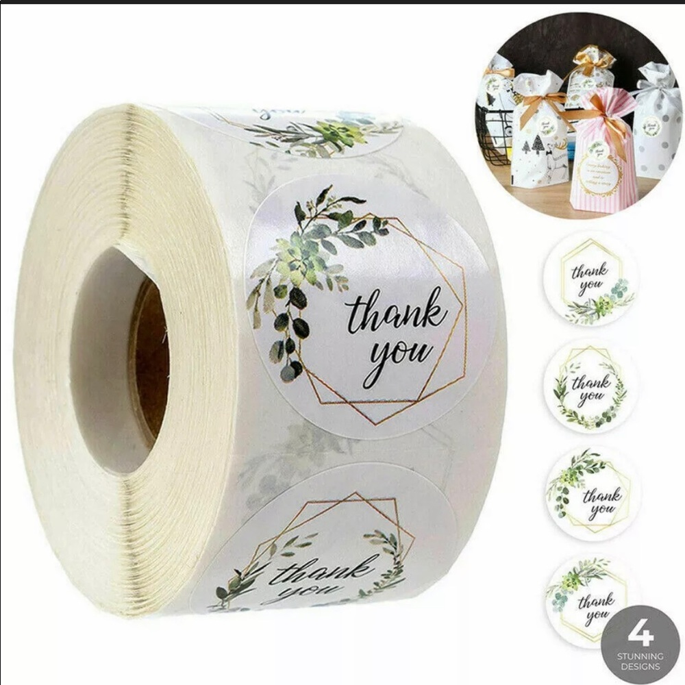 THANK YOU STICKERS ENVELOPE SEAL ROLL 500 SHIPPING